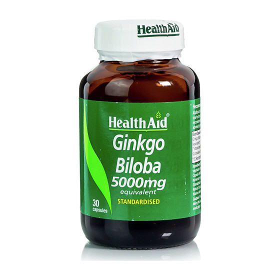 Health Aid Ginkgo Biloba 5000mg Συμπλήρωμα για Καλή Εγκεφαλική Λειτουργία & Κυκλοφοριακό 30caps